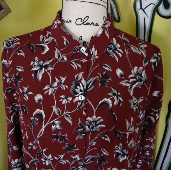 J. Jill Purple Floral Long Sleeve Blouse Top - Picture 2 of 5